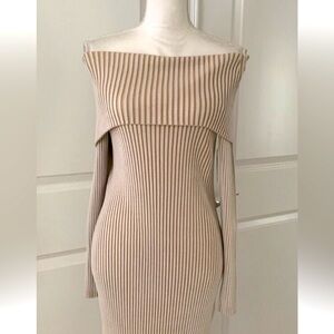 ANTHROPOLOGIE Off-The-Shoulder Sweater Midi Dress. Size S.